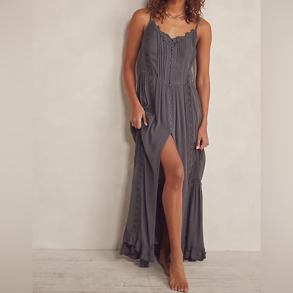 Rare FP gray corset maxi dress